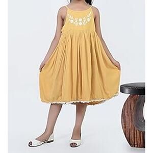 Joie Little Girls Size 5 Yellow Dress Embroidered